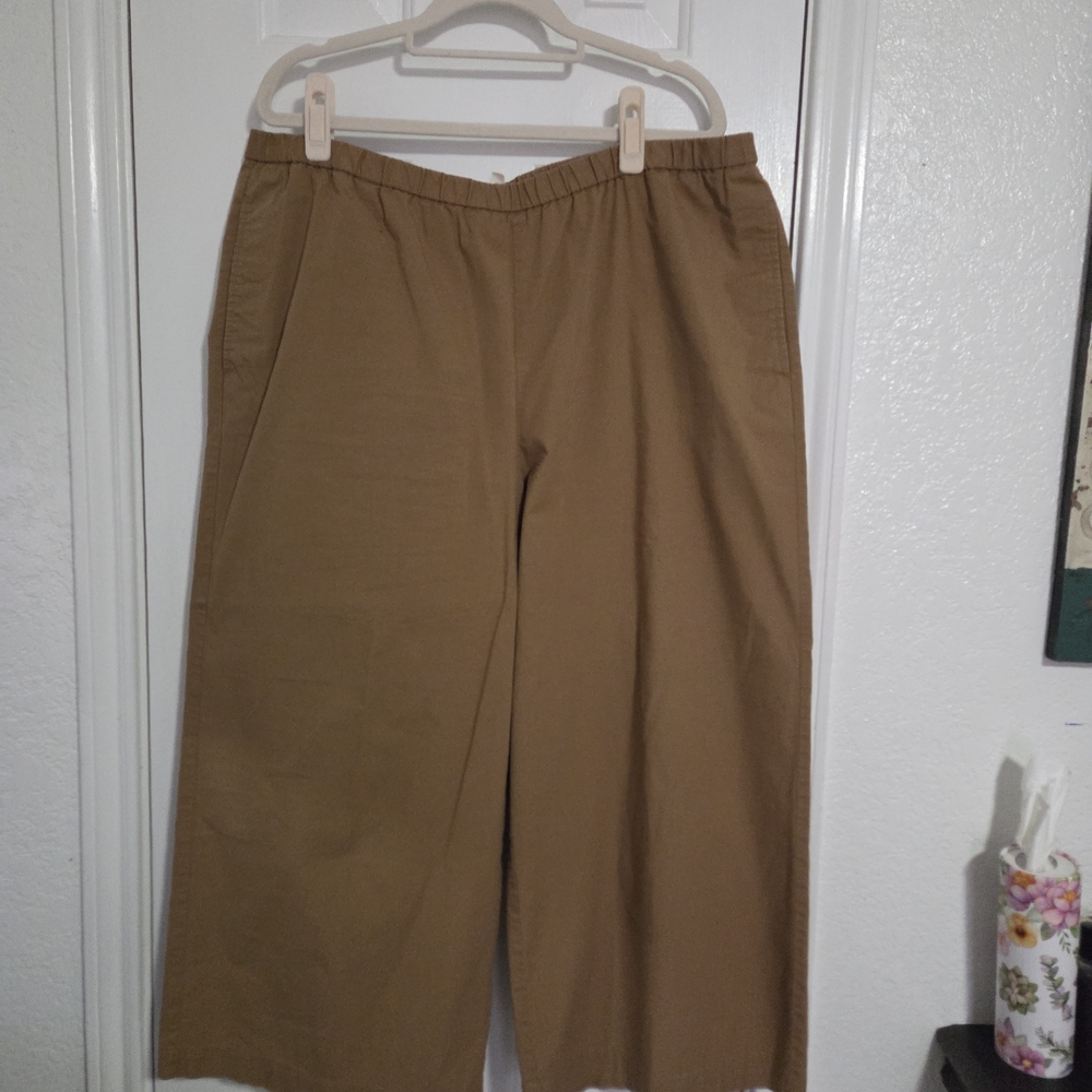 Eileen Fisher Women's Tan Wide Leg Cropped Pants